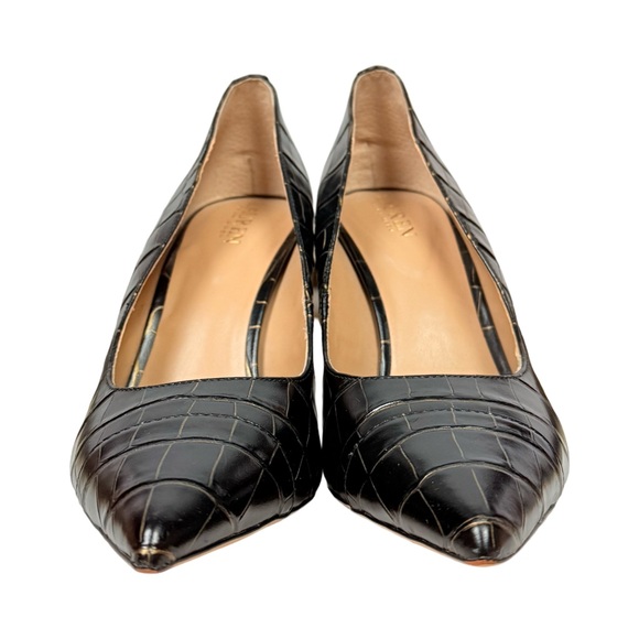 Lauren Ralph Lauren Lindella Reptile Embossed Print Leather Pointed Toe Pumps - Picture 3 of 11
